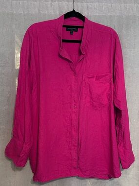 Banana Republic Pink Linen Long-Sleeve Button-Down Shirt
